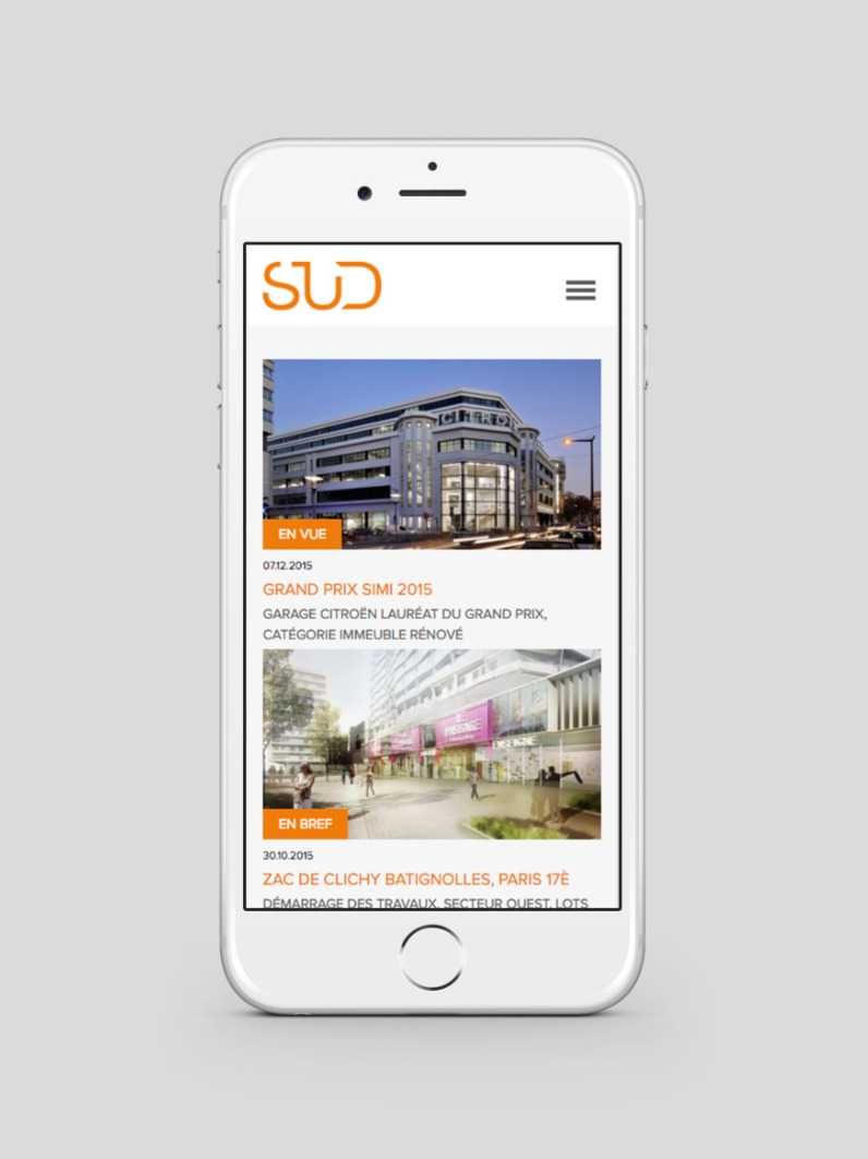 Sud architectes site web mobile
