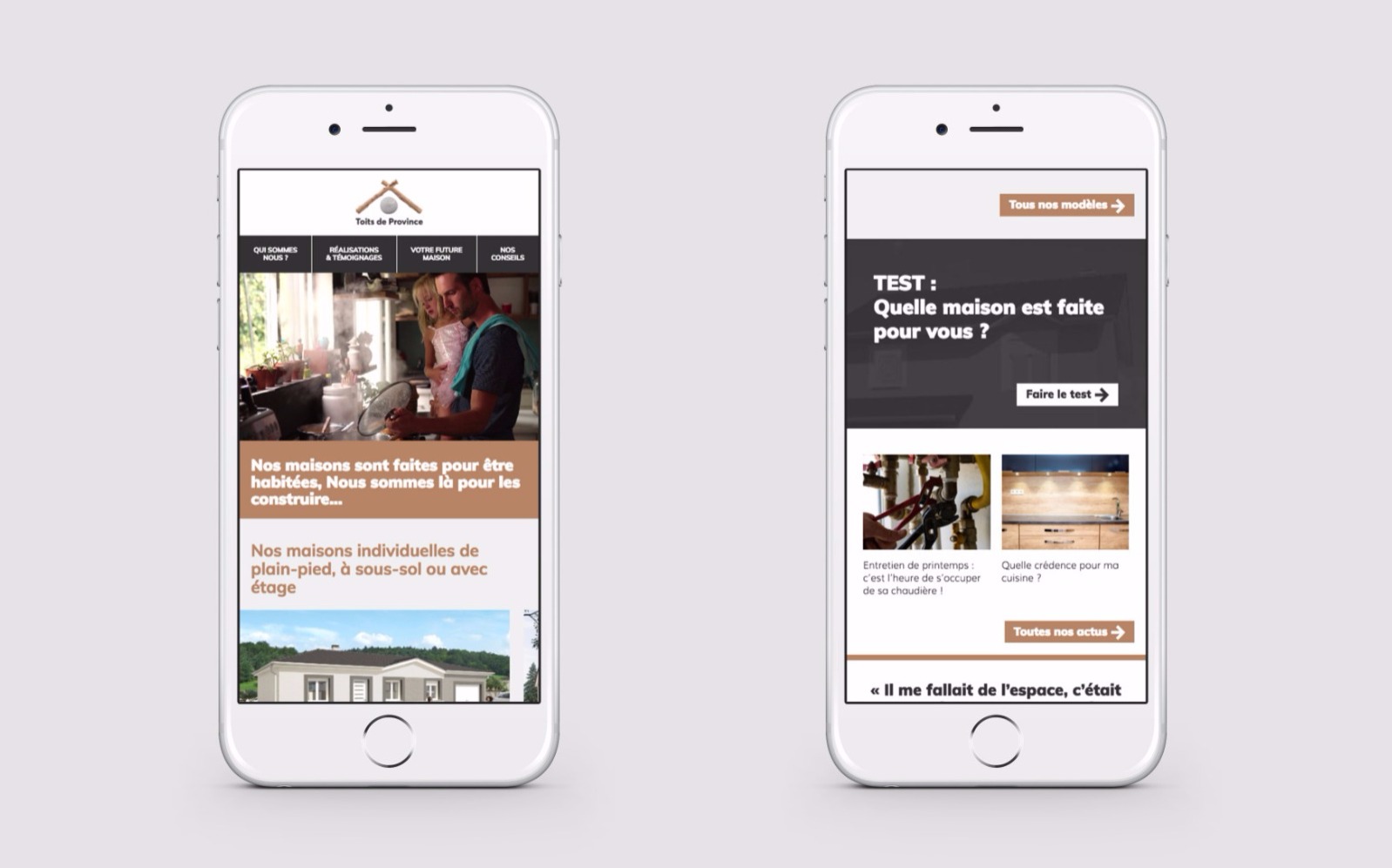 site web mobile Toits de Province